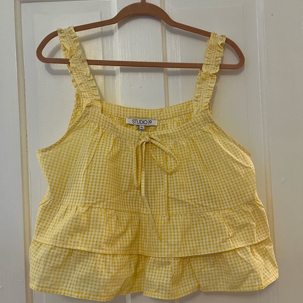 Woman's Yellow Ruffle Blouse | XL